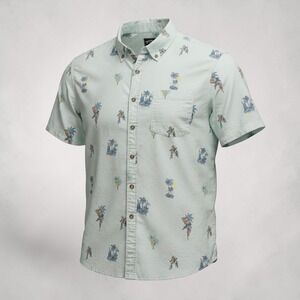 Billabong Tropical Resortwear Button Up Shirt Mint Green Mens Medium